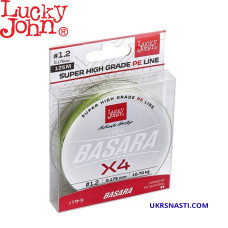 Шнур плетёный Lucky John Basara Green Х4 PE размотка 125м зелёный